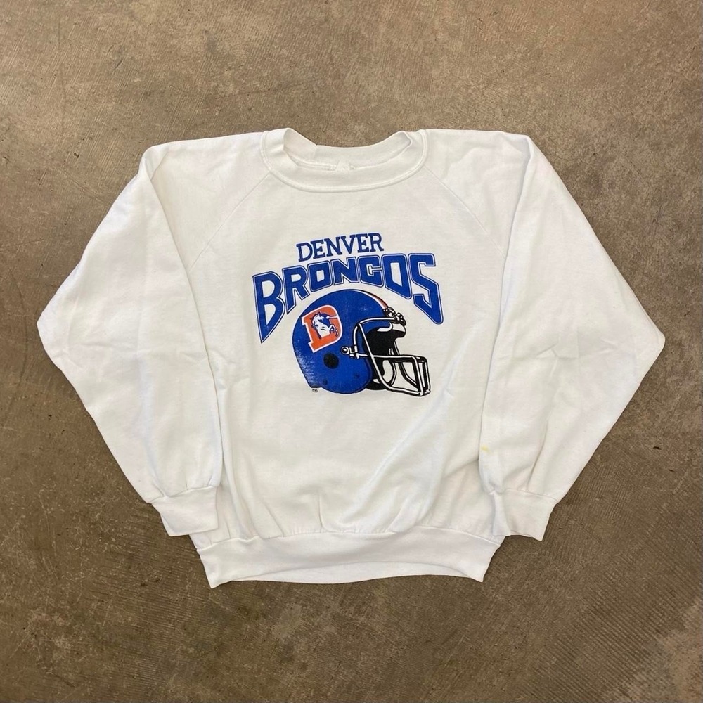 Vintage 80s Denver Broncos NFL Helmet Orange Crush Crewneck Sweatshirt Size XL